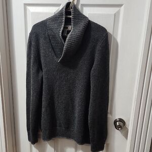 Men's Charcoal Gray Shawl Collar Sweater Joseph Abboud Wool Blend Large